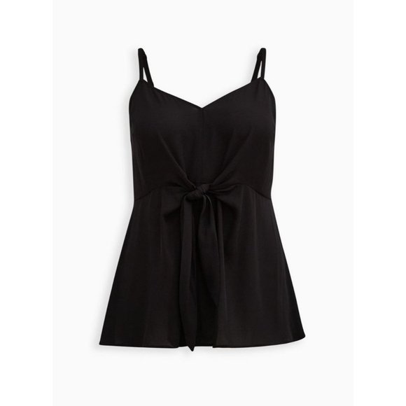Torrid NEW Black Peplum Georgette V-Neck Tie-Front Cami Plus Size 5/5X/28 Summer - Picture 1 of 3